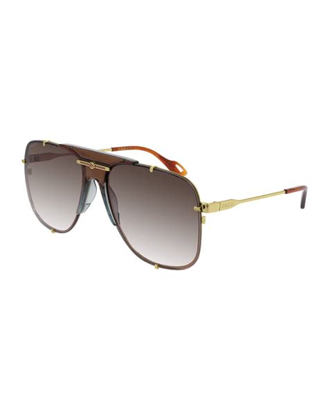 aviator gucci men's sunglasses|gucci 56mm exaggerated aviator sunglasses.